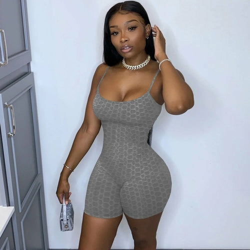 Casual Solid Fitness Sporty Playsuit Women Jumpsuit Shorts Rompers - Indicart