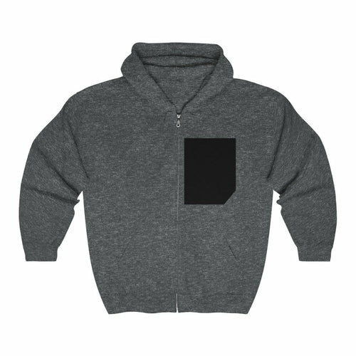 Mens Faux Black Pocket Heavy Blend Zip Up Hoodie - Indicart