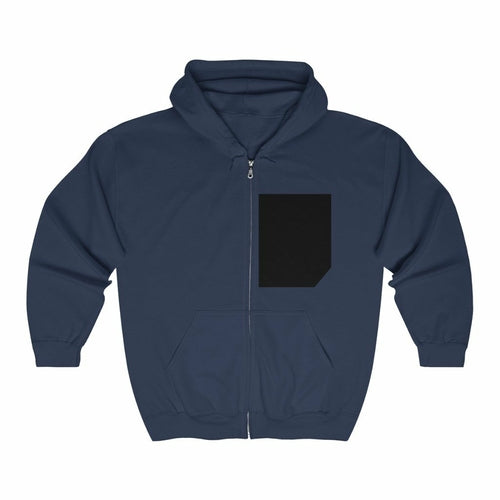 Mens Faux Black Pocket Heavy Blend Zip Up Hoodie - Indicart