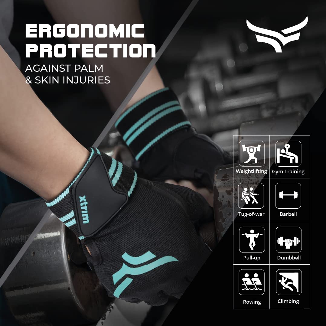 Gym Gloves for Men and Women, Gloves for Professional Weightlifting, Fitness Training and Workout (M (Fits 7.5-8 inches), Blue-Black)