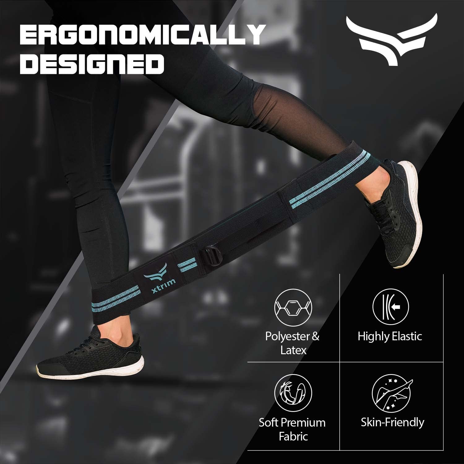 Resistance Bands with Portable Mesh Carry Bag, Adjustable, Non-Slip & Stretchable Bands, Ideal for Glute Work, Toning Booty Legs, Butt, Hips (Set of 2, Aqua)