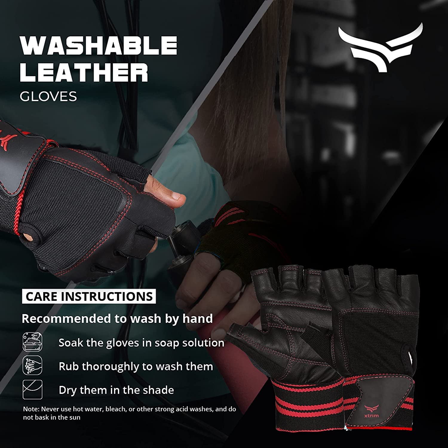 One Size Fits All Unisex Leather Gym Gloves, for Professional Weightlifting, Fitness Training and Workout, with Half-Finger Length, Wrist Wrap for Protection and Tactical Thumb (Black)