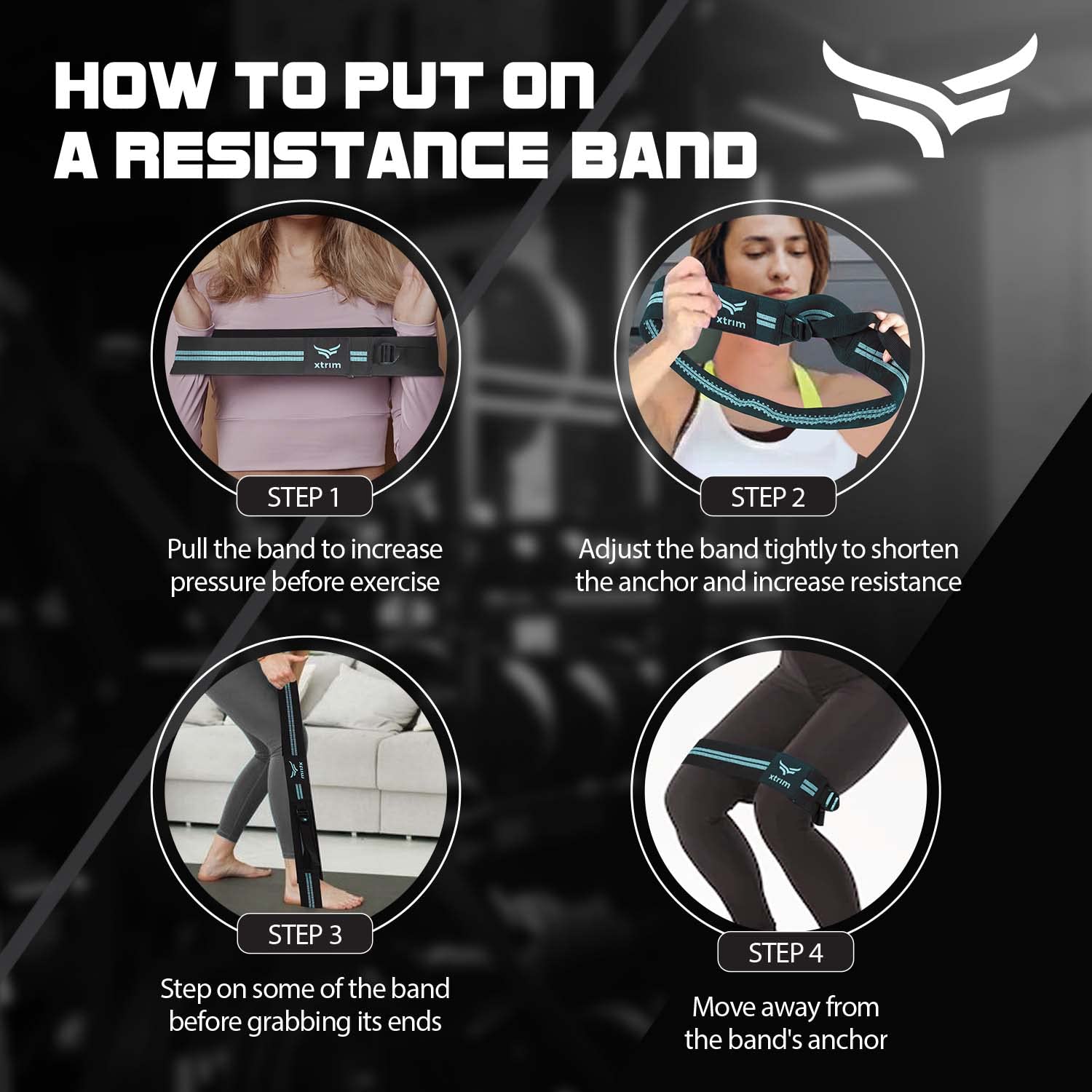 Resistance Bands with Portable Mesh Carry Bag, Adjustable, Non-Slip & Stretchable Bands, Ideal for Glute Work, Toning Booty Legs, Butt, Hips (Set of 2, Aqua)