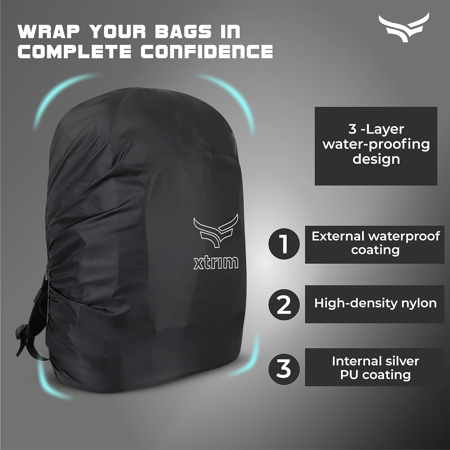 100% Rain & Dust Proof Protector for 30L to 40L Backpacks, Rain Cover for Bags with Storage Pouch, Rain Cover for School Bags, Rain Cover, Specially for Trekking & Camping (Black)