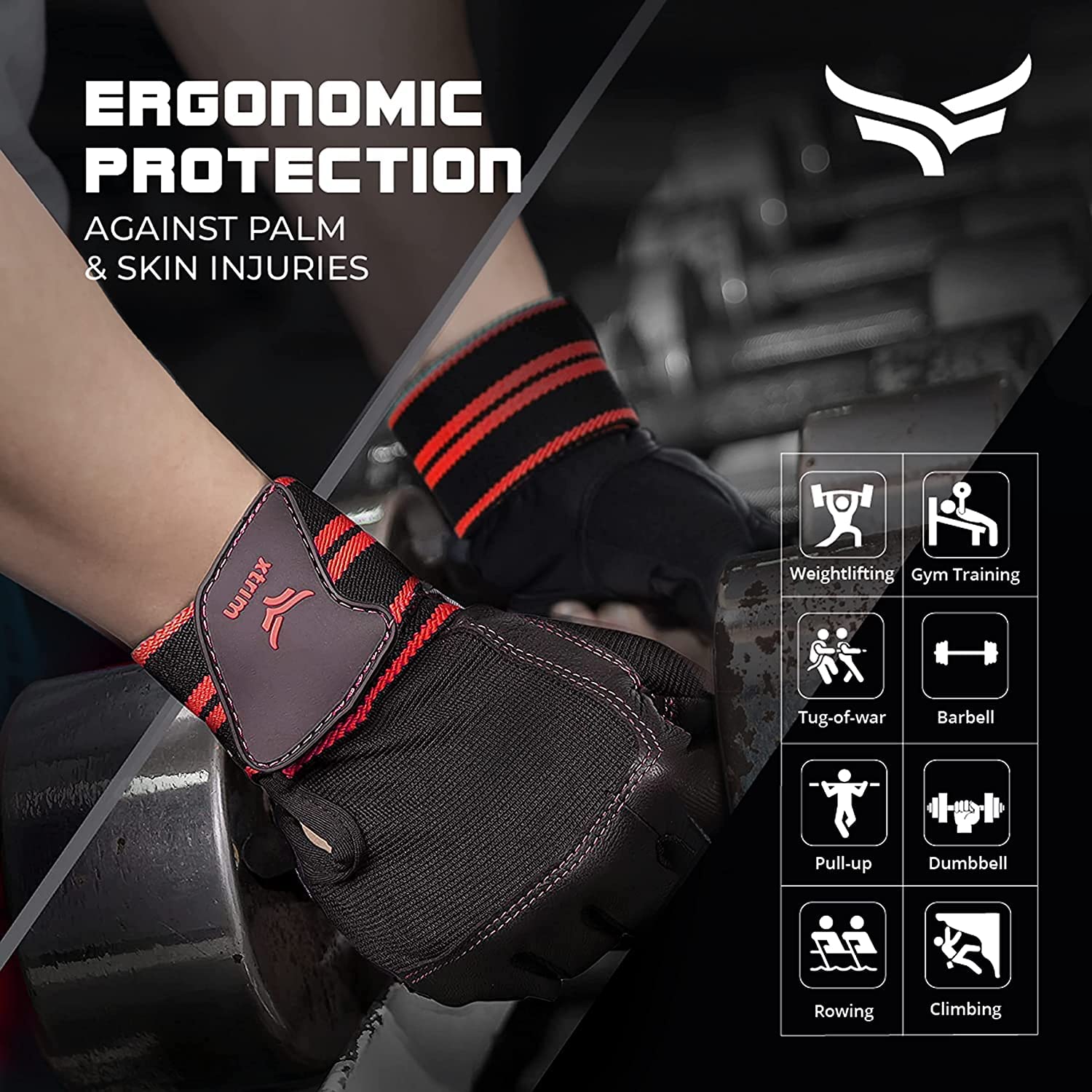 One Size Fits All Unisex Leather Gym Gloves, for Professional Weightlifting, Fitness Training and Workout, with Half-Finger Length, Wrist Wrap for Protection and Tactical Thumb (Black)