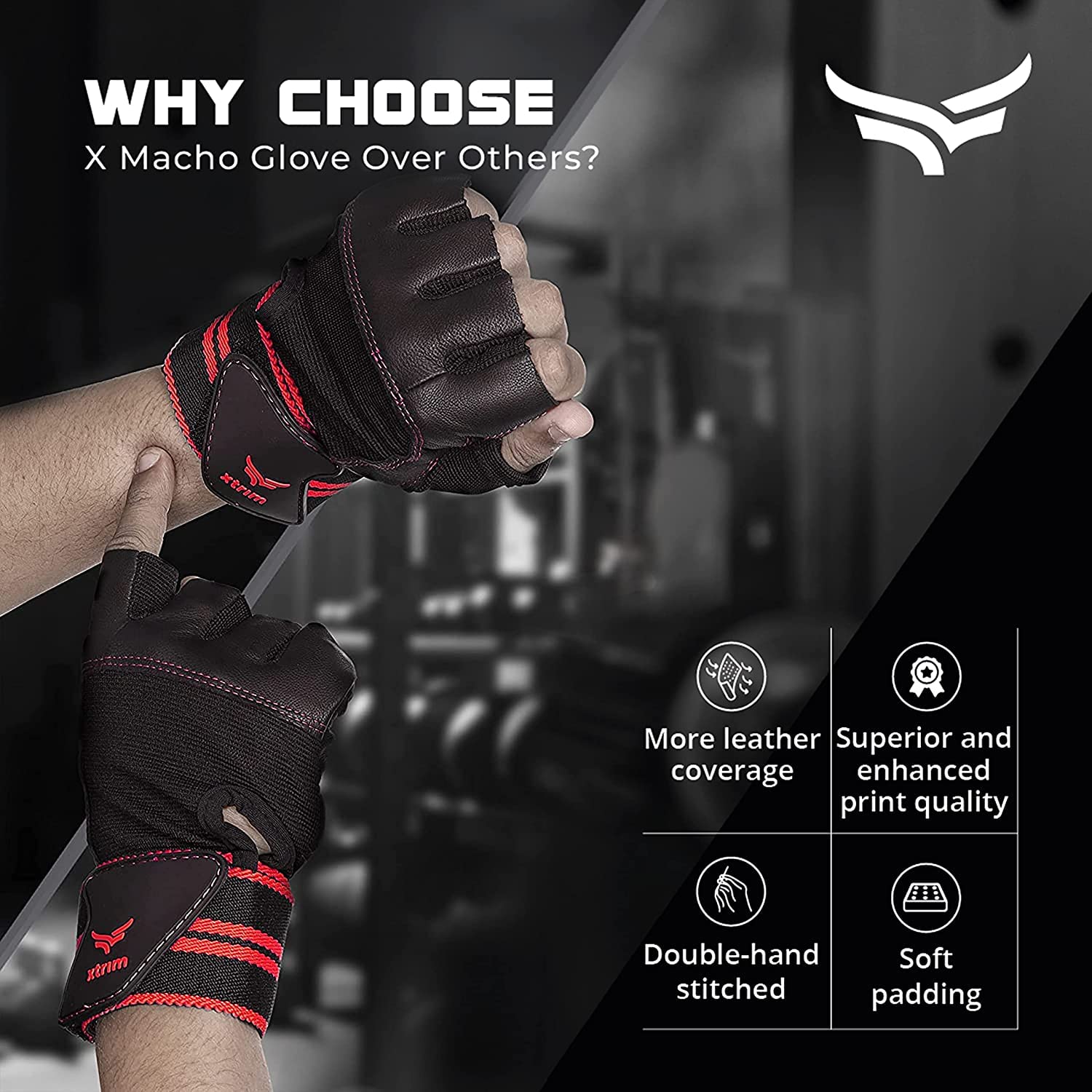 One Size Fits All Unisex Leather Gym Gloves, for Professional Weightlifting, Fitness Training and Workout, with Half-Finger Length, Wrist Wrap for Protection and Tactical Thumb (Black)