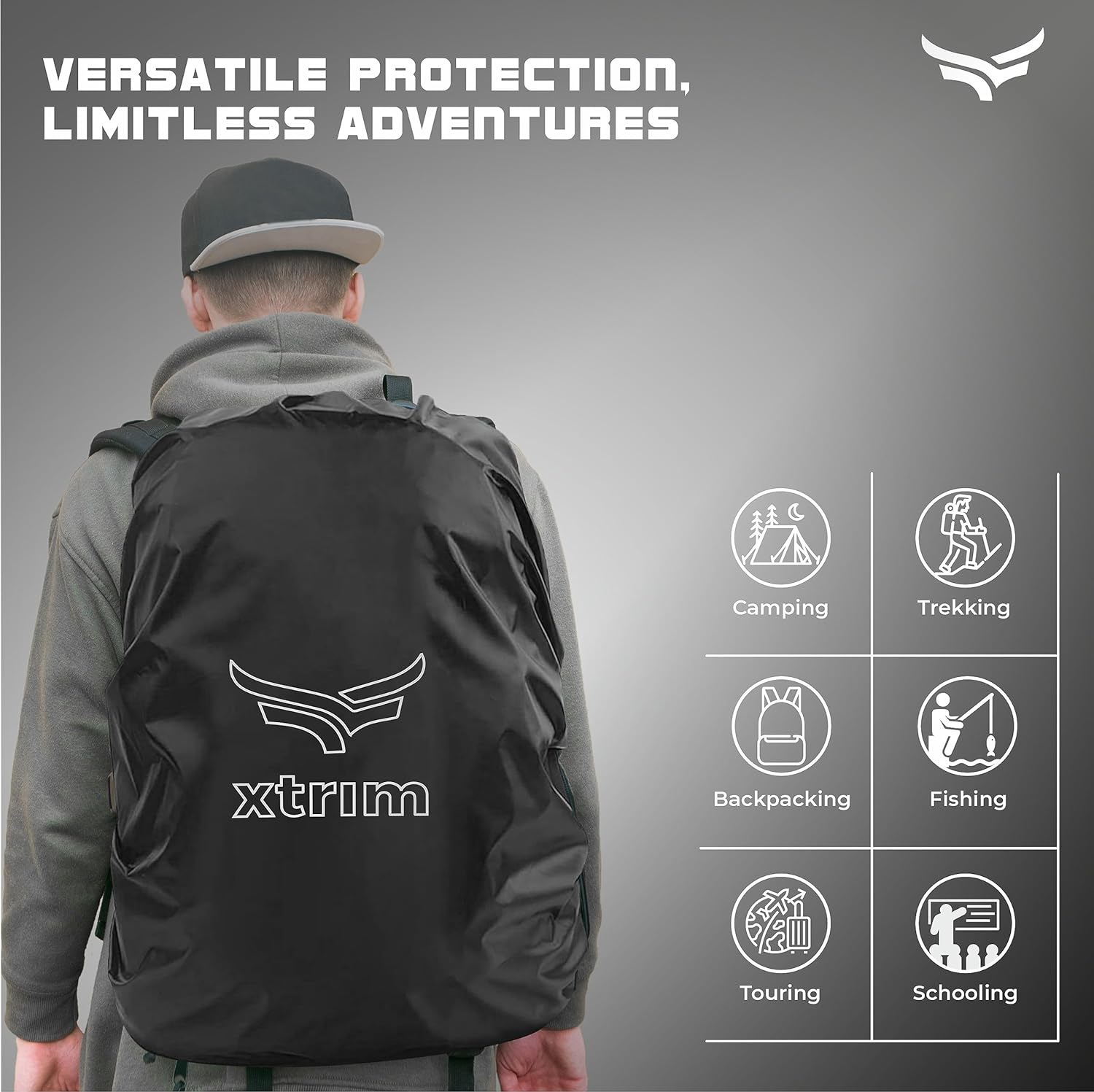 100% Rain & Dust Proof Protector for 30L to 40L Backpacks, Rain Cover for Bags with Storage Pouch, Rain Cover for School Bags, Rain Cover, Specially for Trekking & Camping (Black)