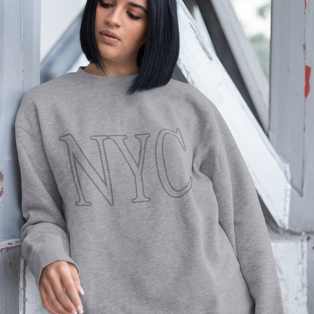 Womens Gray NYC Crewneck Sweatshirt - Indicart