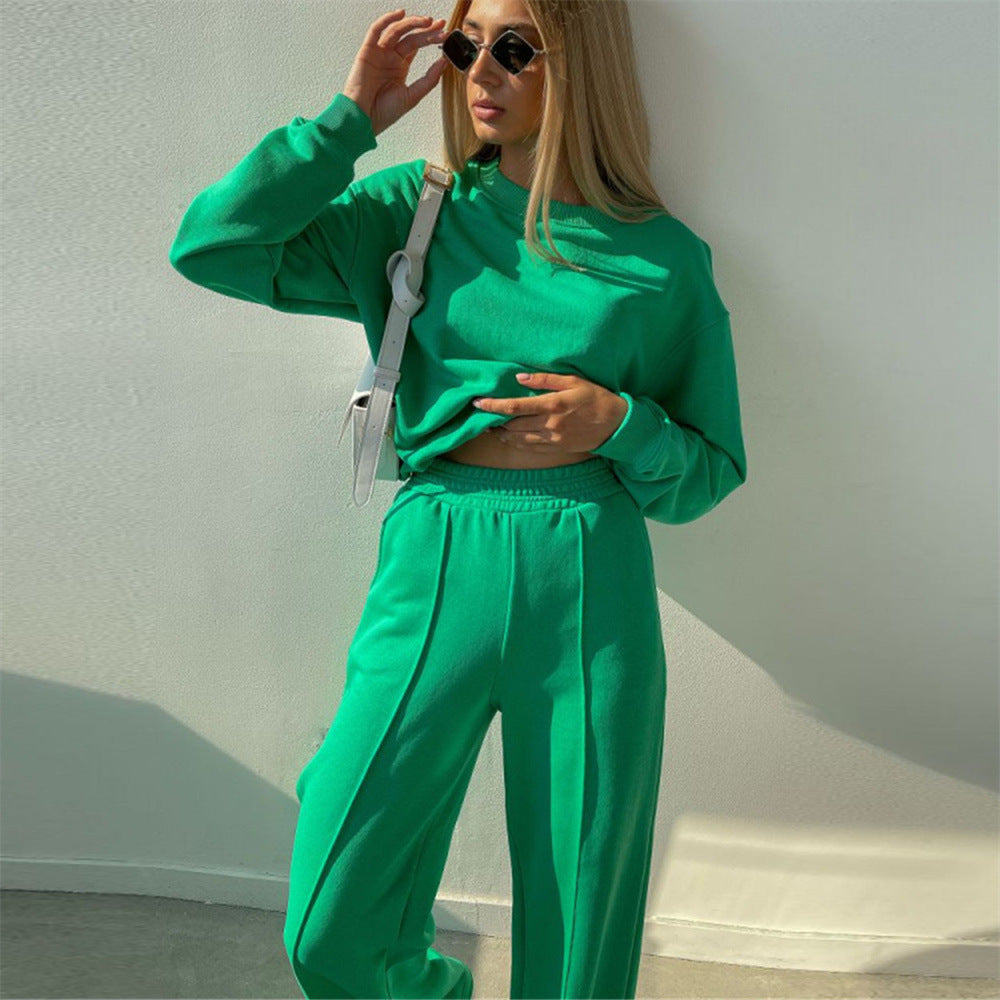 Sweatshirt Tracksuit Casual Loose Pullover Tops And Elastic Waist - Indicart