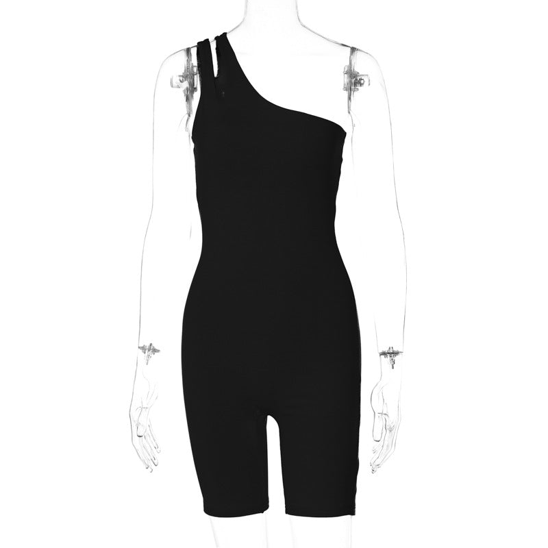 One-shoulder Buttock Lifting Sports Yoga Romper - Indicart
