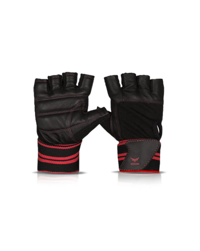 One Size Fits All Unisex Leather Gym Gloves + Resistance Bands with Non-Slip Grip Handles & Stretchable Bands ( BUY 1 GET 1 FREE )