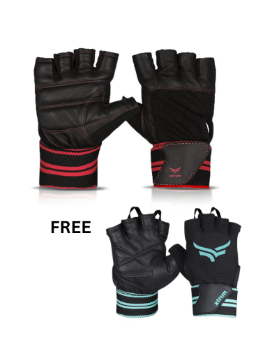One Size Fits All Unisex Leather Gym Gloves + Gym Gloves for Men and Women (BUY 1 GET 1 FREE )