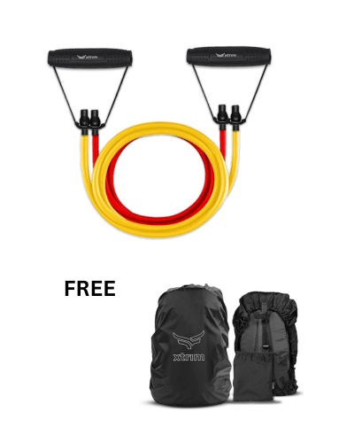100% Resistance Bands with Non-Slip Grip Handles & Stretchable Bands + Rain & Dust Proof Protector for 30L to 40L Backpacks ( BUY 1 GET 1 FREE )
