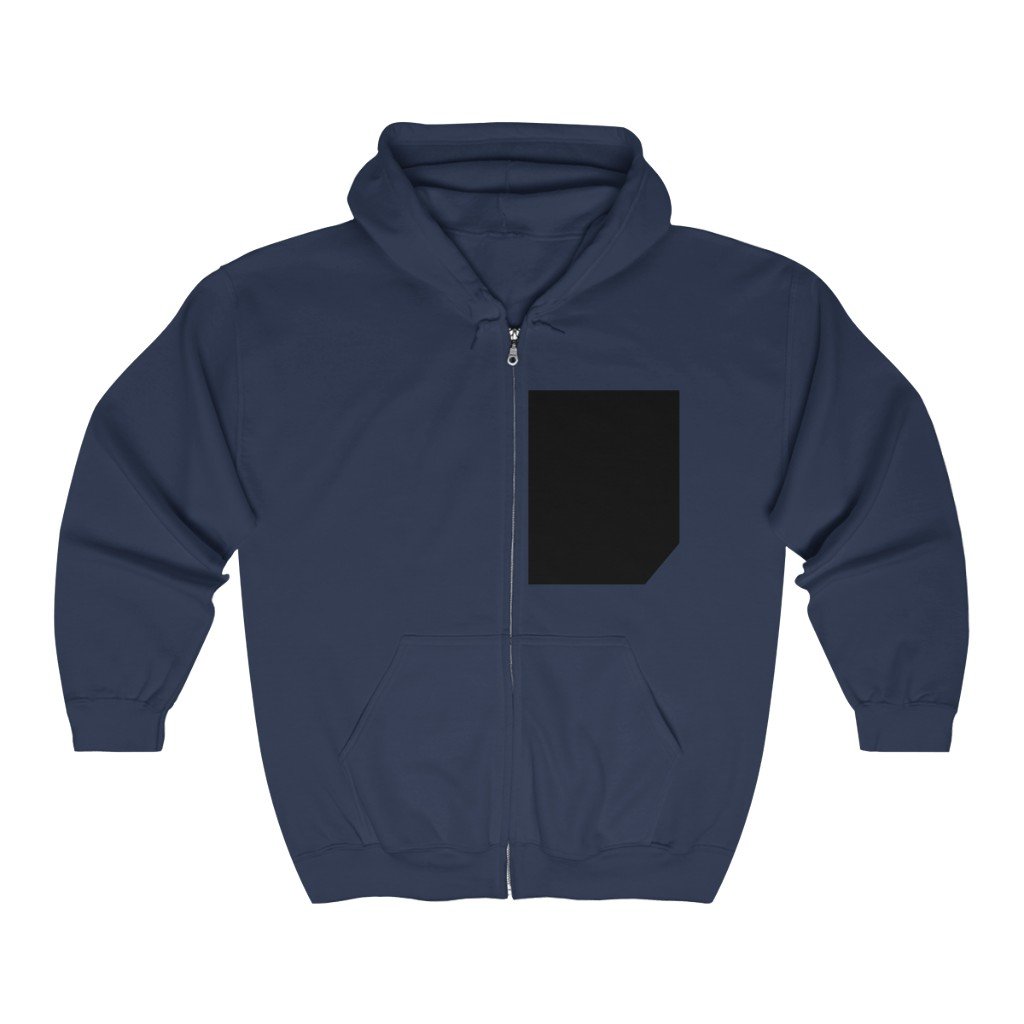 Mens Faux Black Pocket Heavy Blend Zip Up Hoodie - Indicart