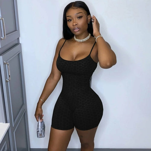 Casual Solid Fitness Sporty Playsuit Women Jumpsuit Shorts Rompers - Indicart