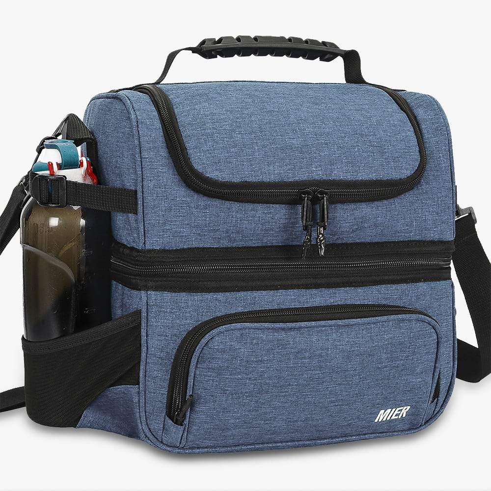 Dual Compartment Large Insulated Lunch Bag Cooler Tote Lunch Bag Bluesteel MIER