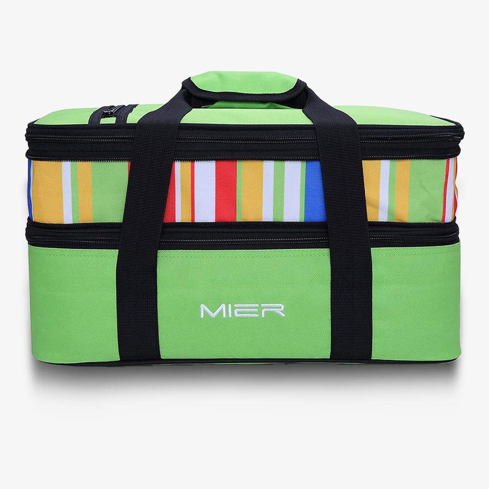 Expandable Insualted Double Casserole Carrier Lunch Tote Lunch Bag Green / 25L MIER