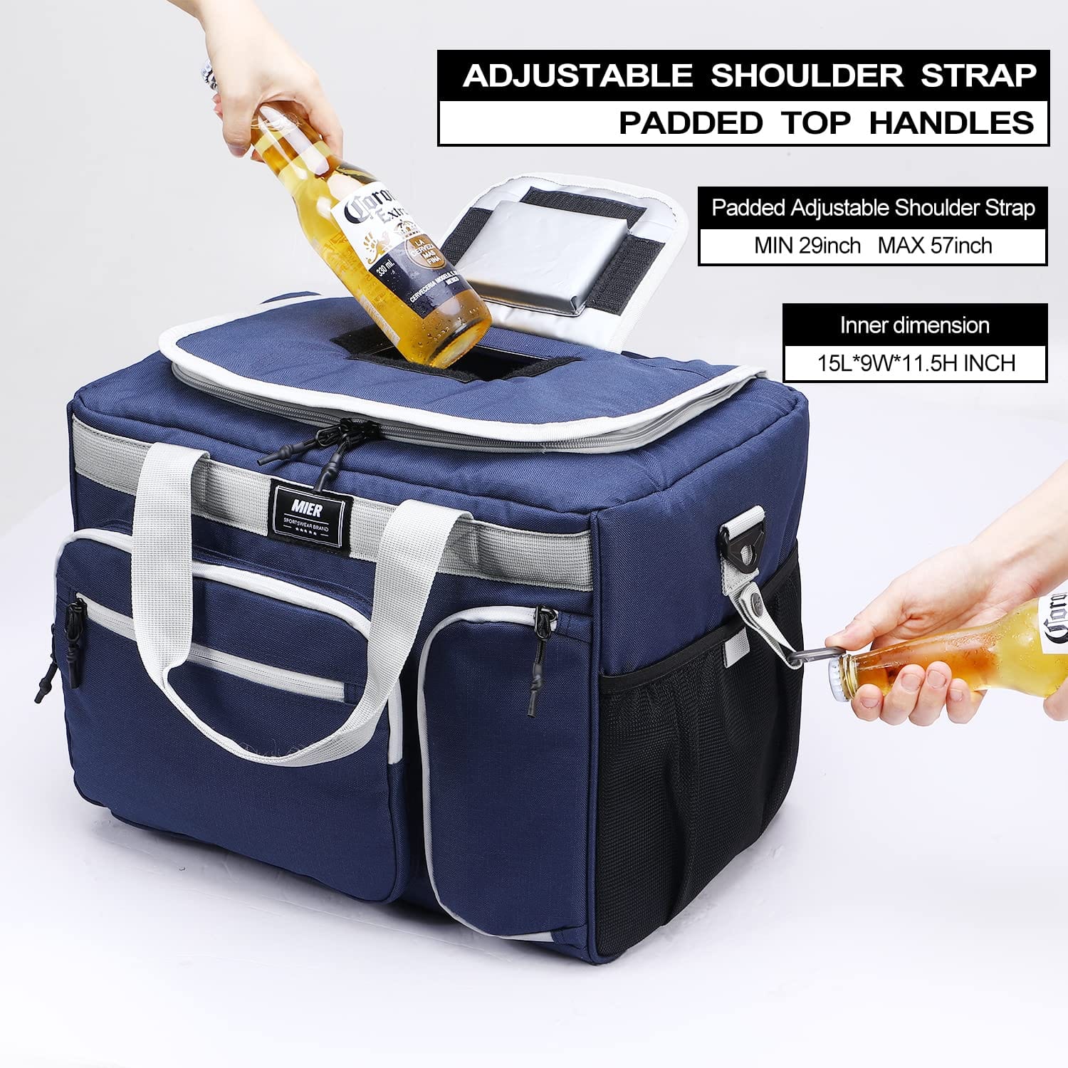 Extra Large Soft Cooler Bag with Bottle Opener, 45 Can Adult Lunch Bag MIER