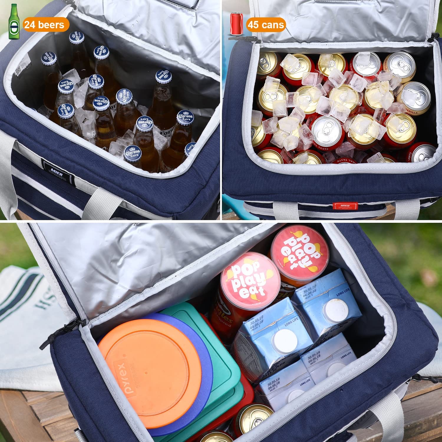 Extra Large Soft Cooler Bag with Bottle Opener, 45 Can Adult Lunch Bag MIER