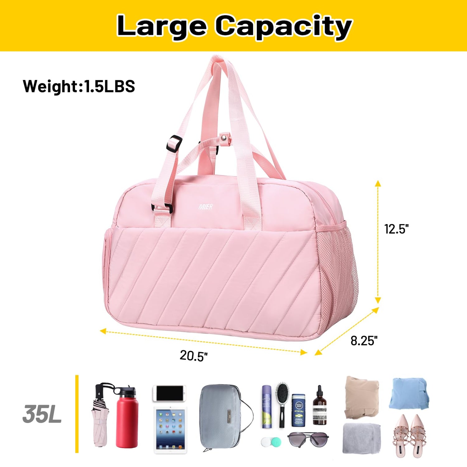 Gym Bag for Women Cute Travel Duffle Bags with Shoes Compartment Gym Duffel Bag MIER