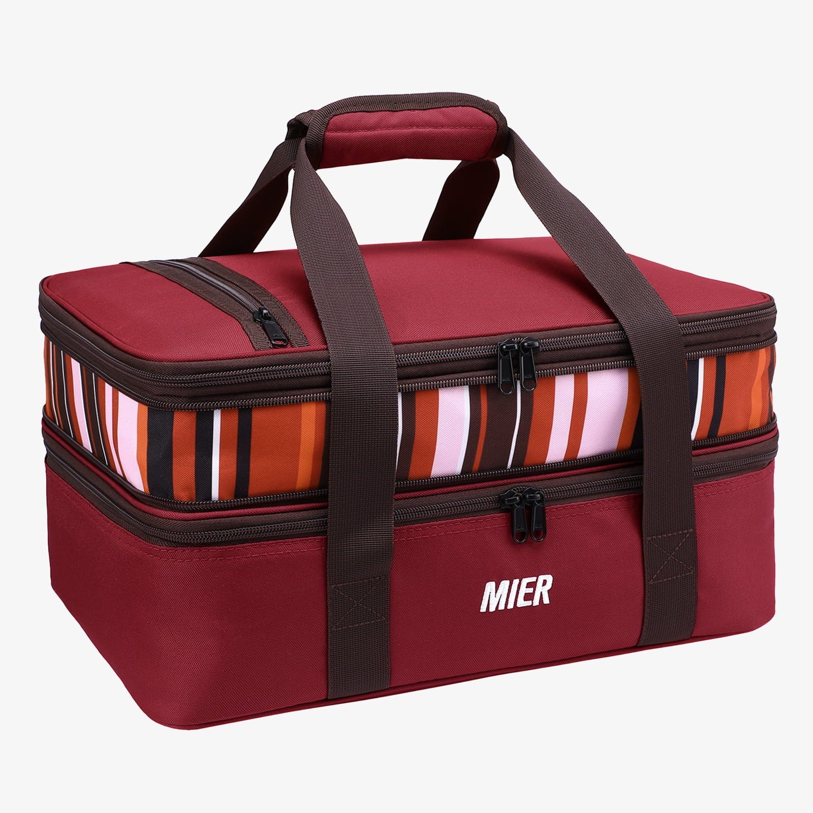 Insulated Double Casserole Carrier Bag Thermal Lunch Tote Adult Lunch Bag MIER
