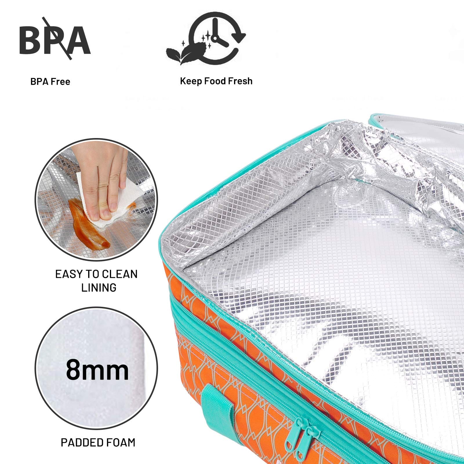 Insulated Double Casserole Carrier Bag Thermal Lunch Tote Adult Lunch Bag MIER