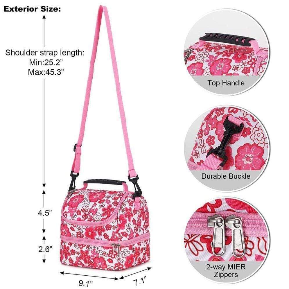 Insulated Double Compartment Lunch Bag with Shoulder Strap Lunch Bag MIER