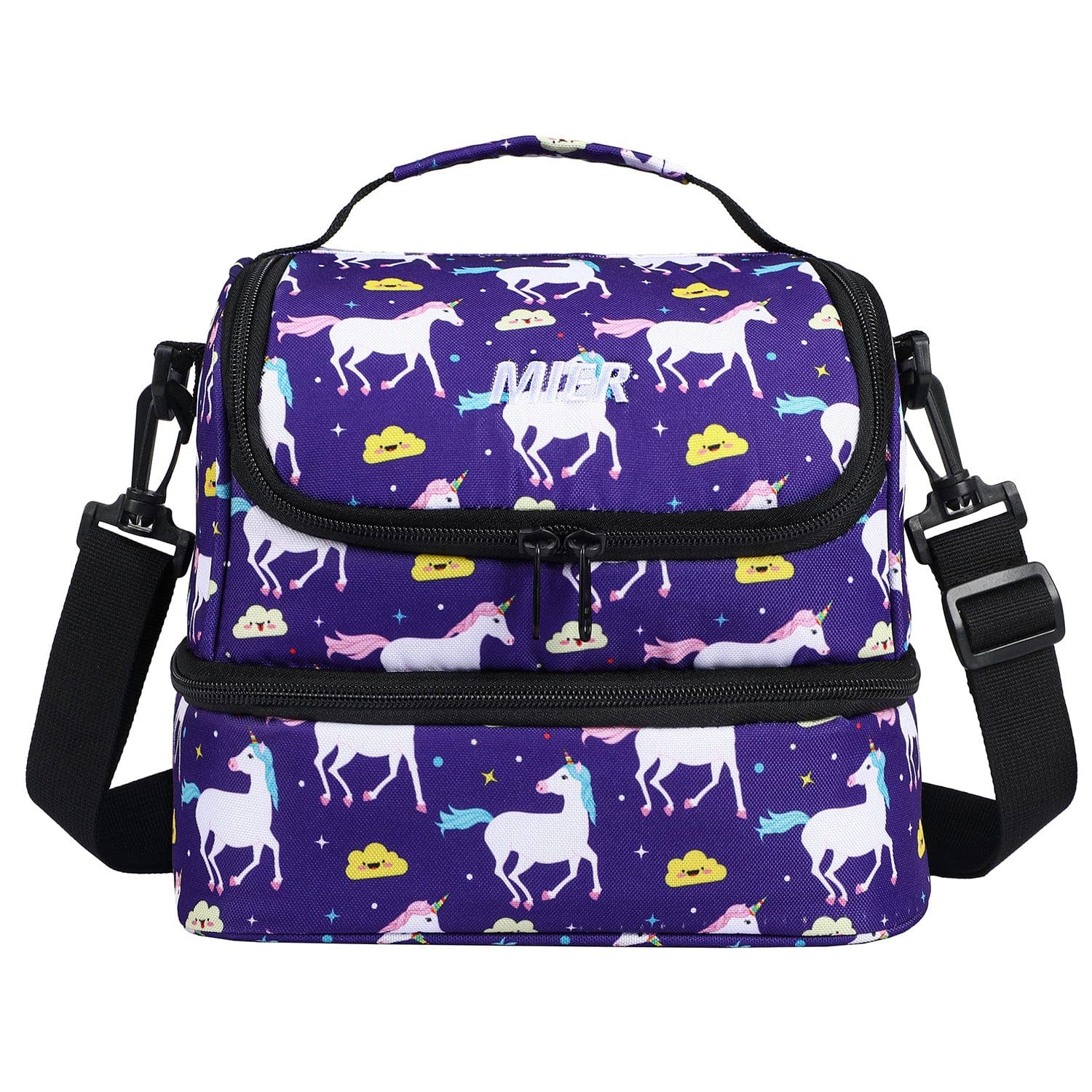 Insulated Double Compartment Lunch Bag with Shoulder Strap Adult Lunch Bag MIER