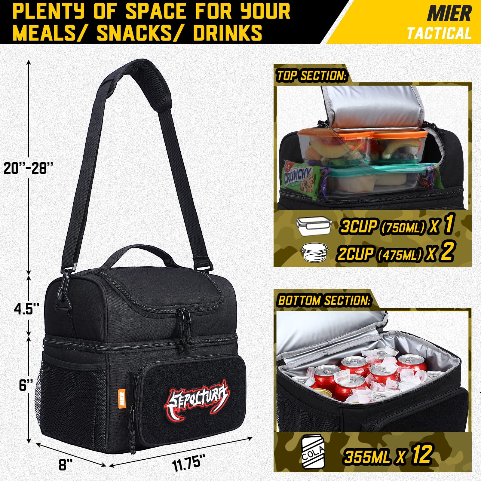 Insulated Lunch Bag Coolers with Shoulder Strap for Men Women Lunch Bag MIER