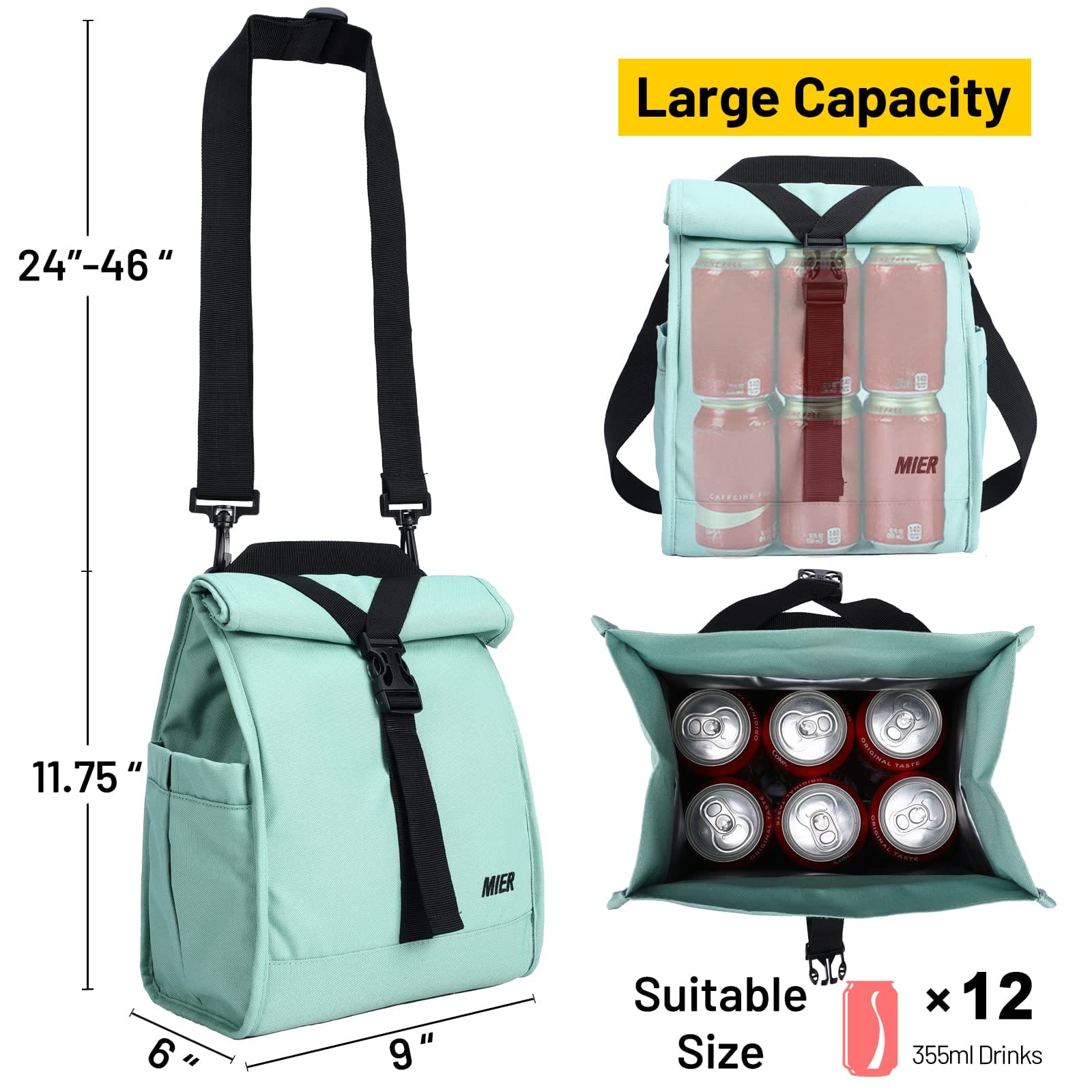 Insulated Lunch Bag Roll Top Lunch Box for Women Men Lunch Bag MIER