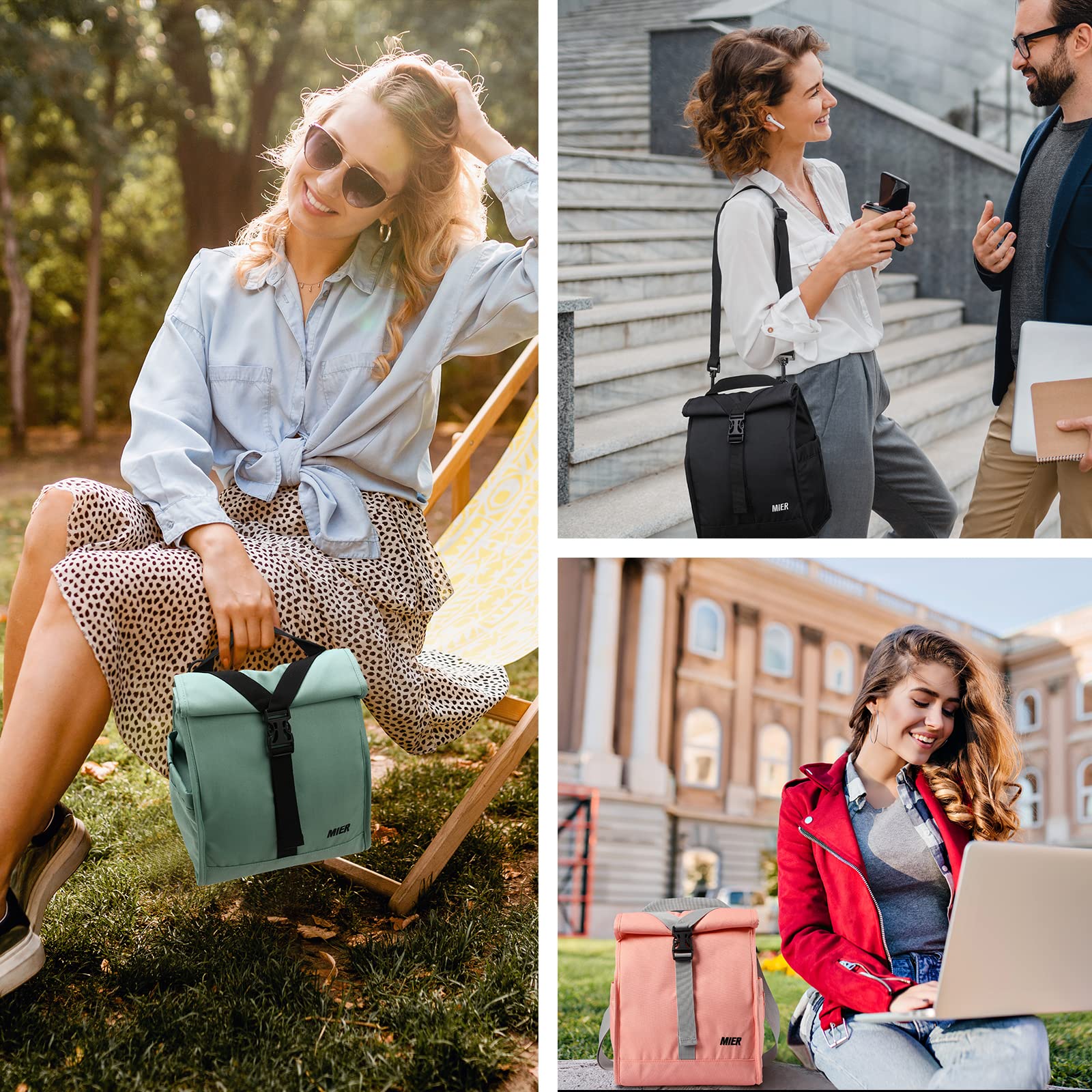 Insulated Lunch Bag Roll Top Lunch Box for Women Men Lunch Bag MIER