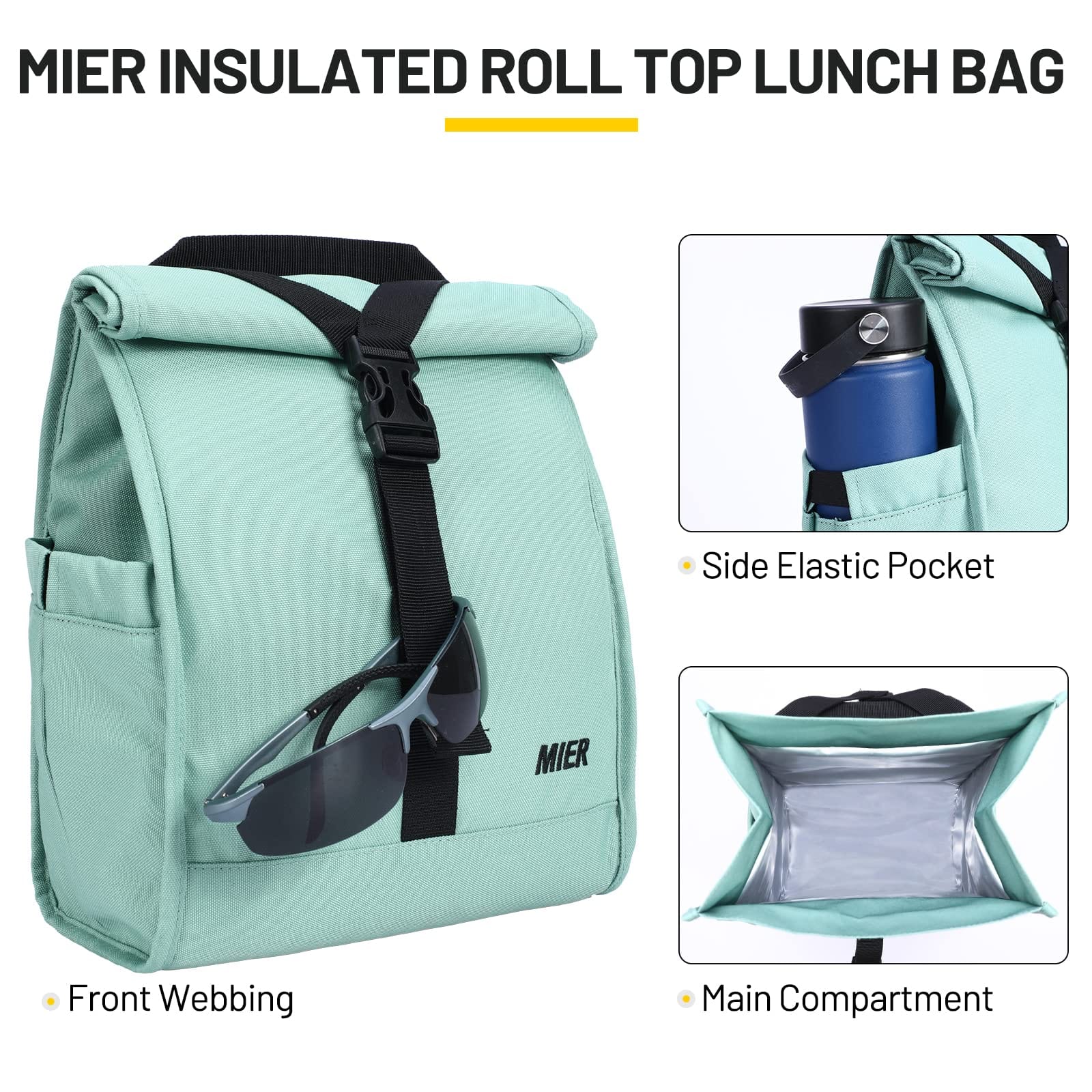 Insulated Lunch Bag Roll Top Lunch Box for Women Men Lunch Bag MIER