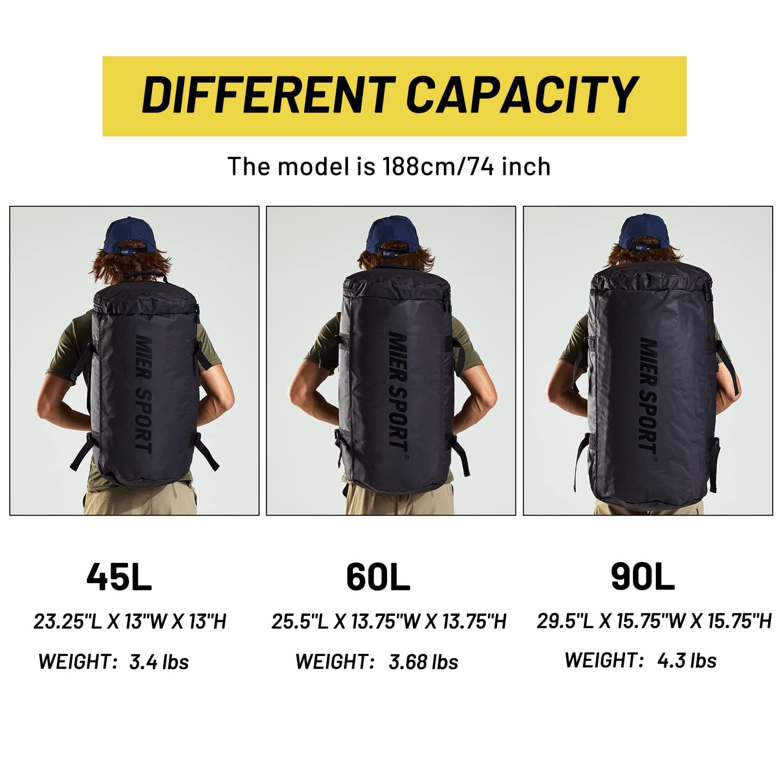 Large Duffel Backpack Sports Gym Bag with Shoe Compartment Backpack Duffel MIER