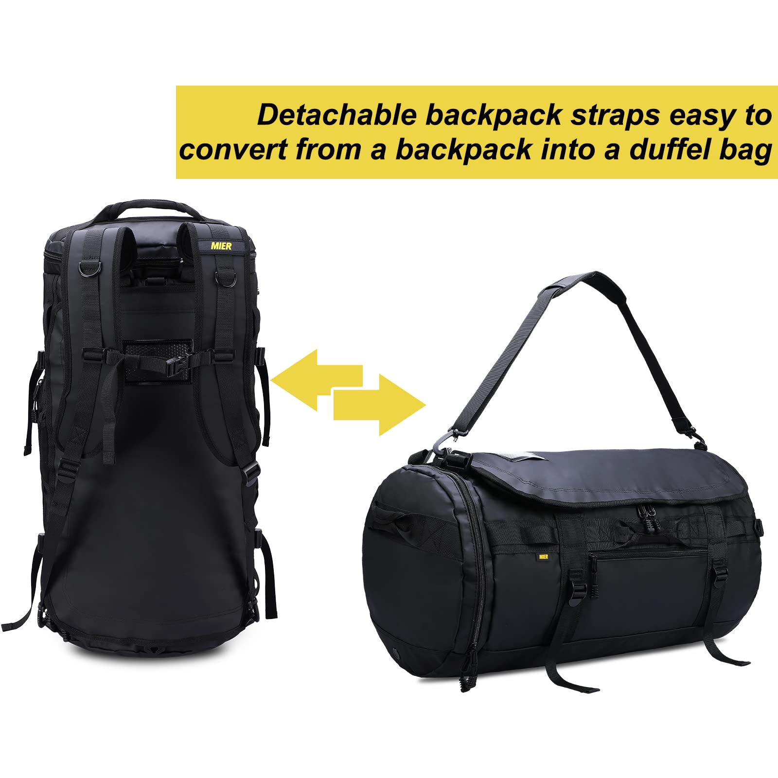 Large Duffel Backpack Sports Gym Bag with Shoe Compartment Backpack Duffel MIER