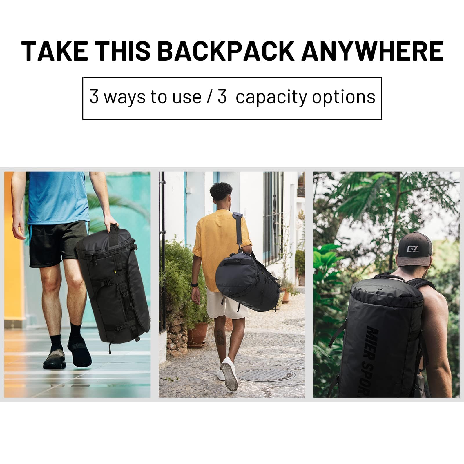 Large Duffel Backpack Sports Gym Bag with Shoe Compartment Backpack Duffel MIER