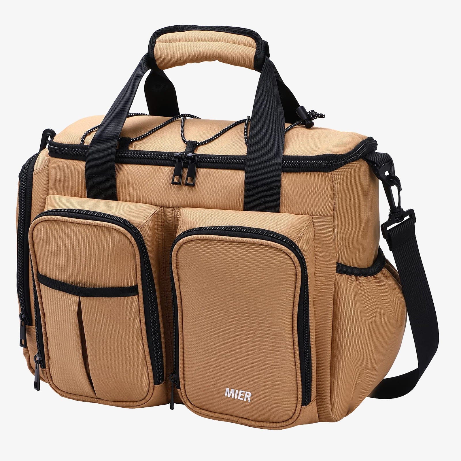 Leakproof Insulated Lunch Cooler Bag with Multiple Pockets Adult Lunch Bag Brown MIER