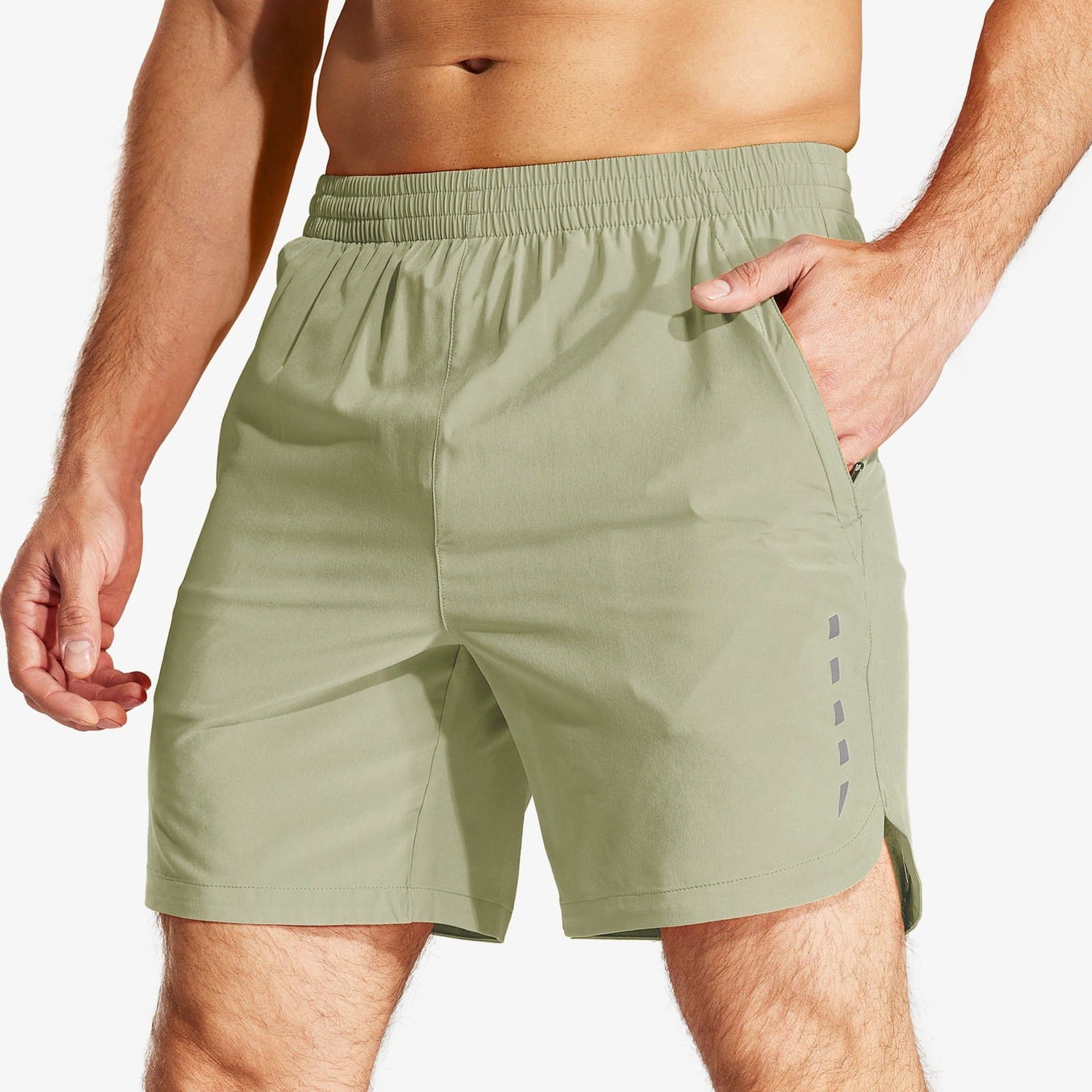 Men 7 Inch Running Shorts Quick Dry with Zipper Pockets Men&