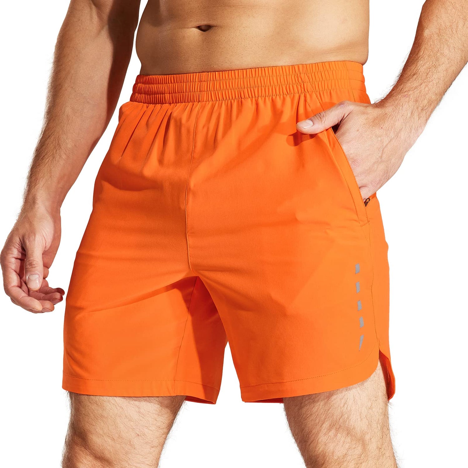 Men 7 Inch Running Shorts Quick Dry with Zipper Pockets Men&
