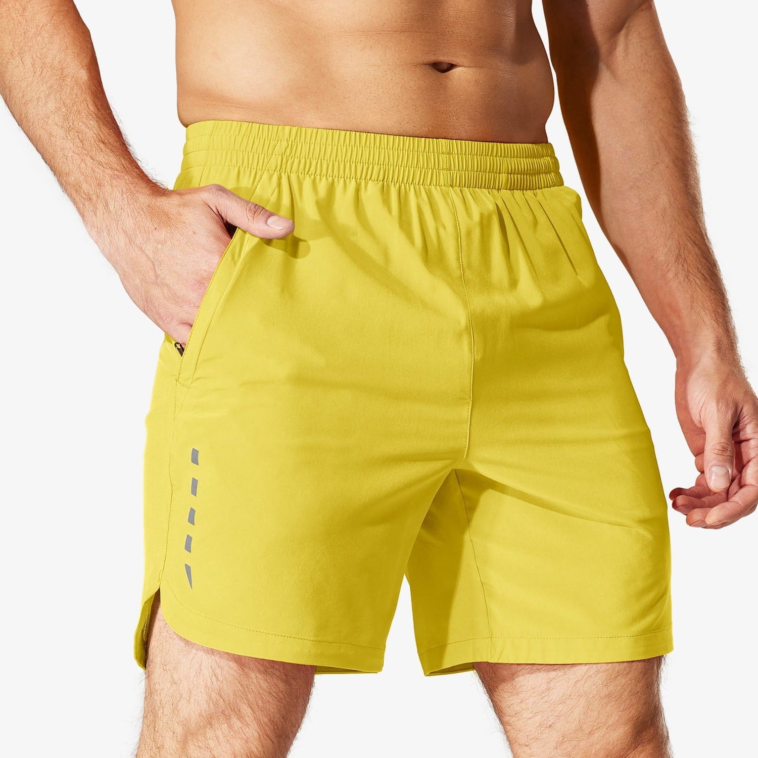 Men 7 Inch Running Shorts Quick Dry with Zipper Pockets Men&