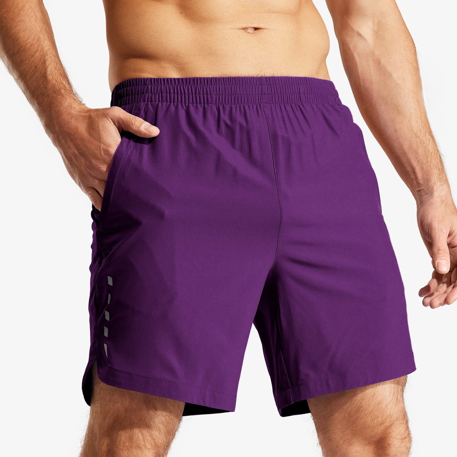 Men 7 Inch Running Shorts Quick Dry with Zipper Pockets Men&