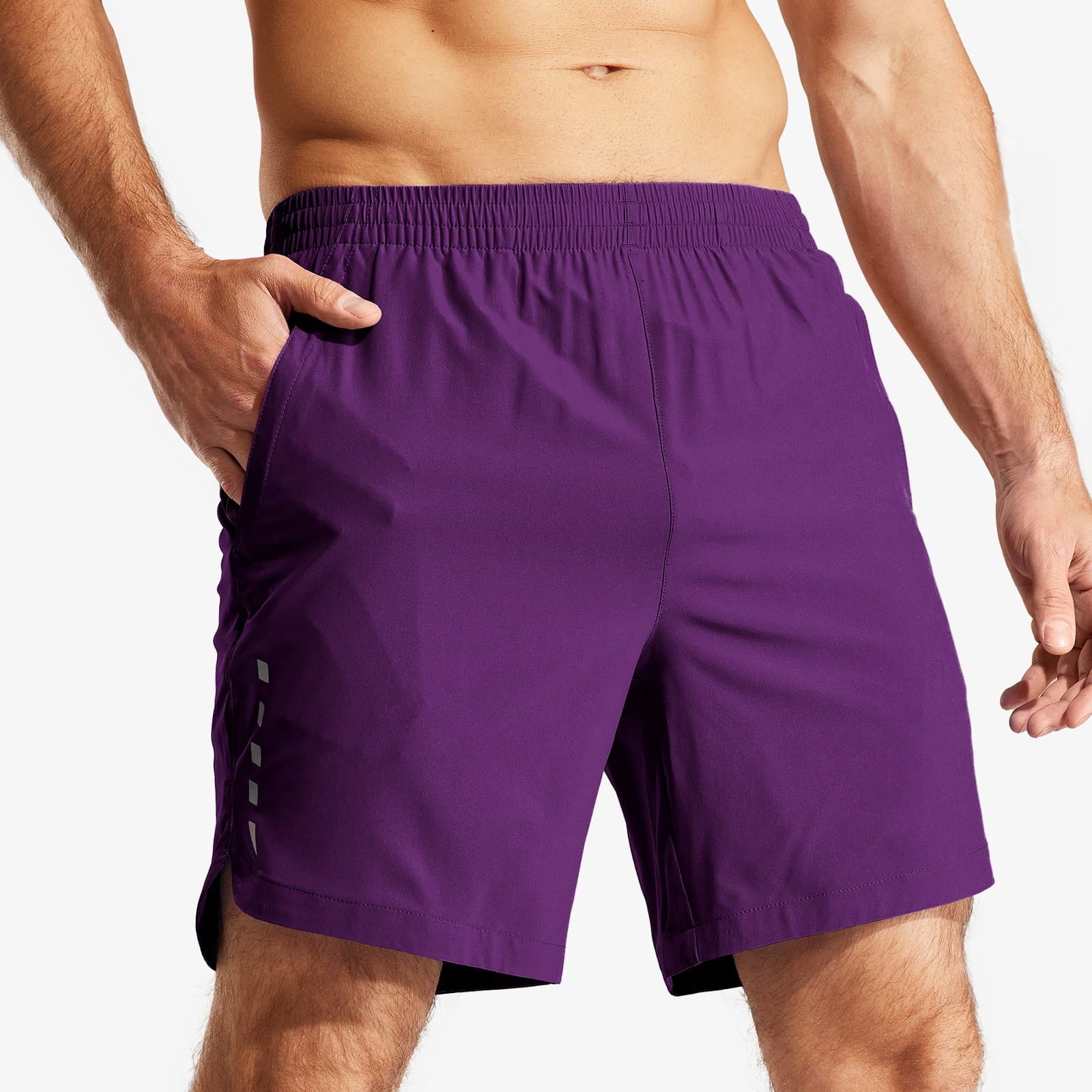 Men 7 Inch Running Shorts Quick Dry with Zipper Pockets Men&