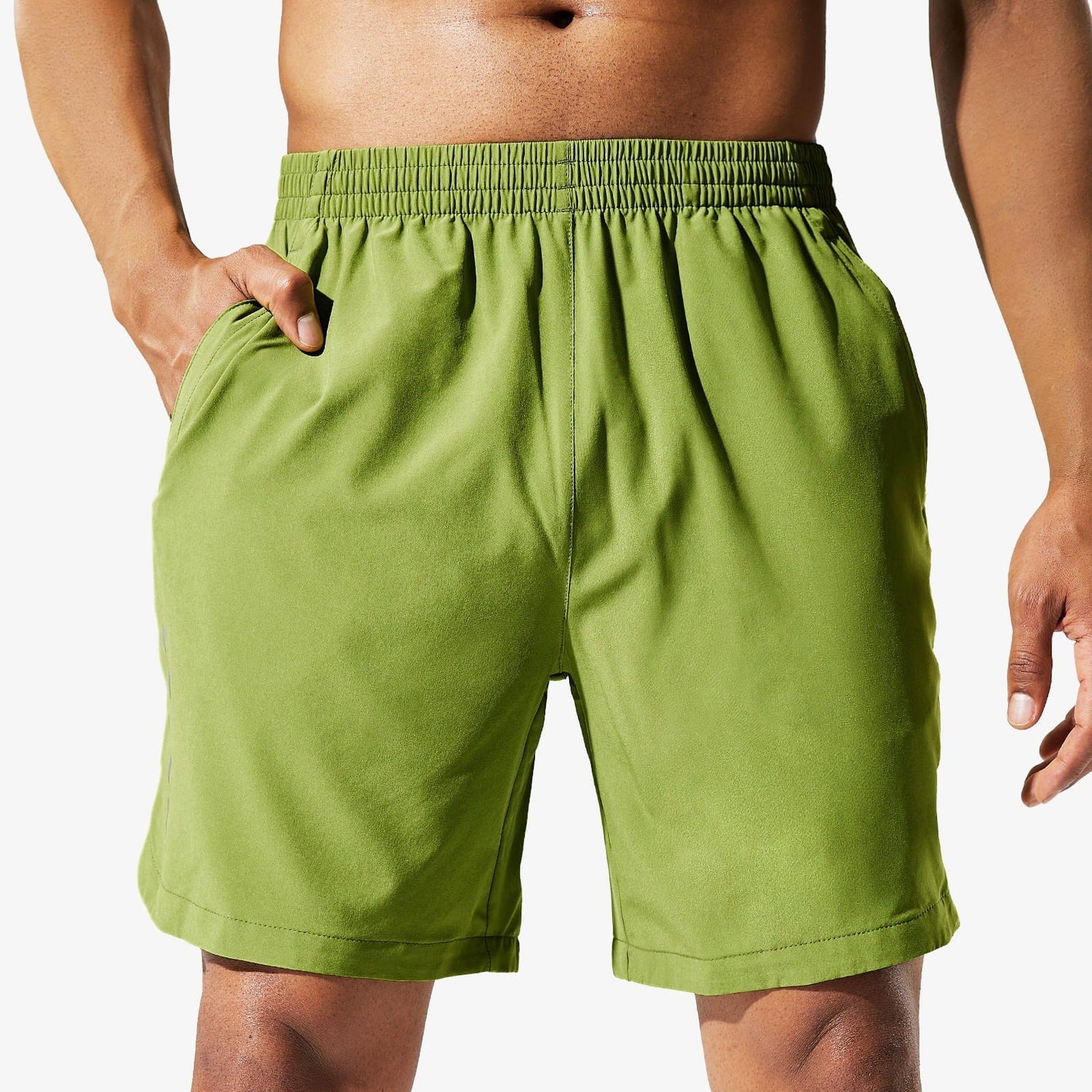 Men 7 Inch Running Shorts Quick Dry with Zipper Pockets Men&