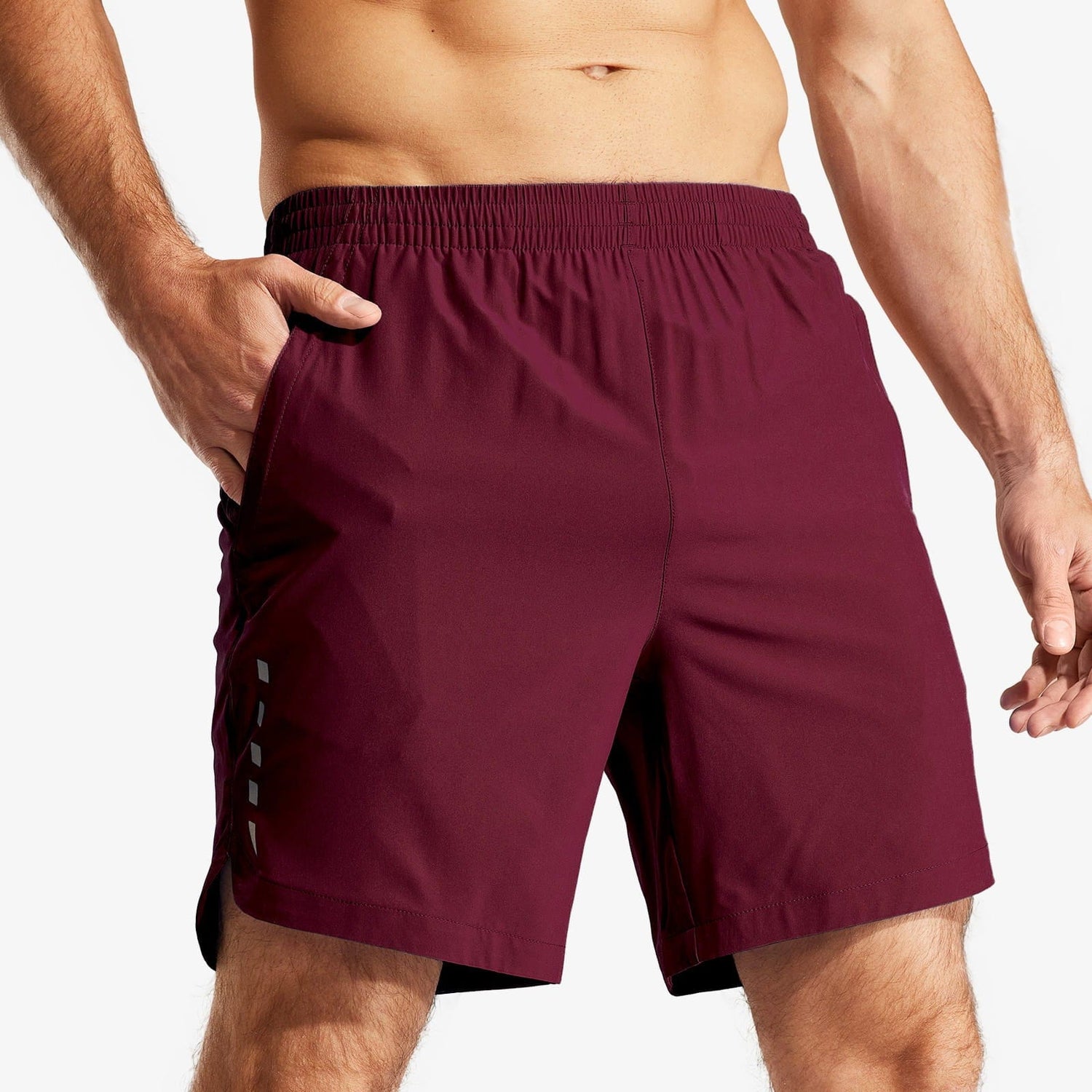 Men 7 Inch Running Shorts Quick Dry with Zipper Pockets Men&