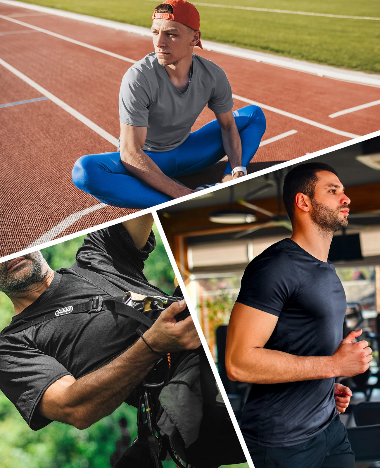 Men Dry Fit Workout T-shirts for Gym Athletic Running, 3 Pack Men Shirts MIER