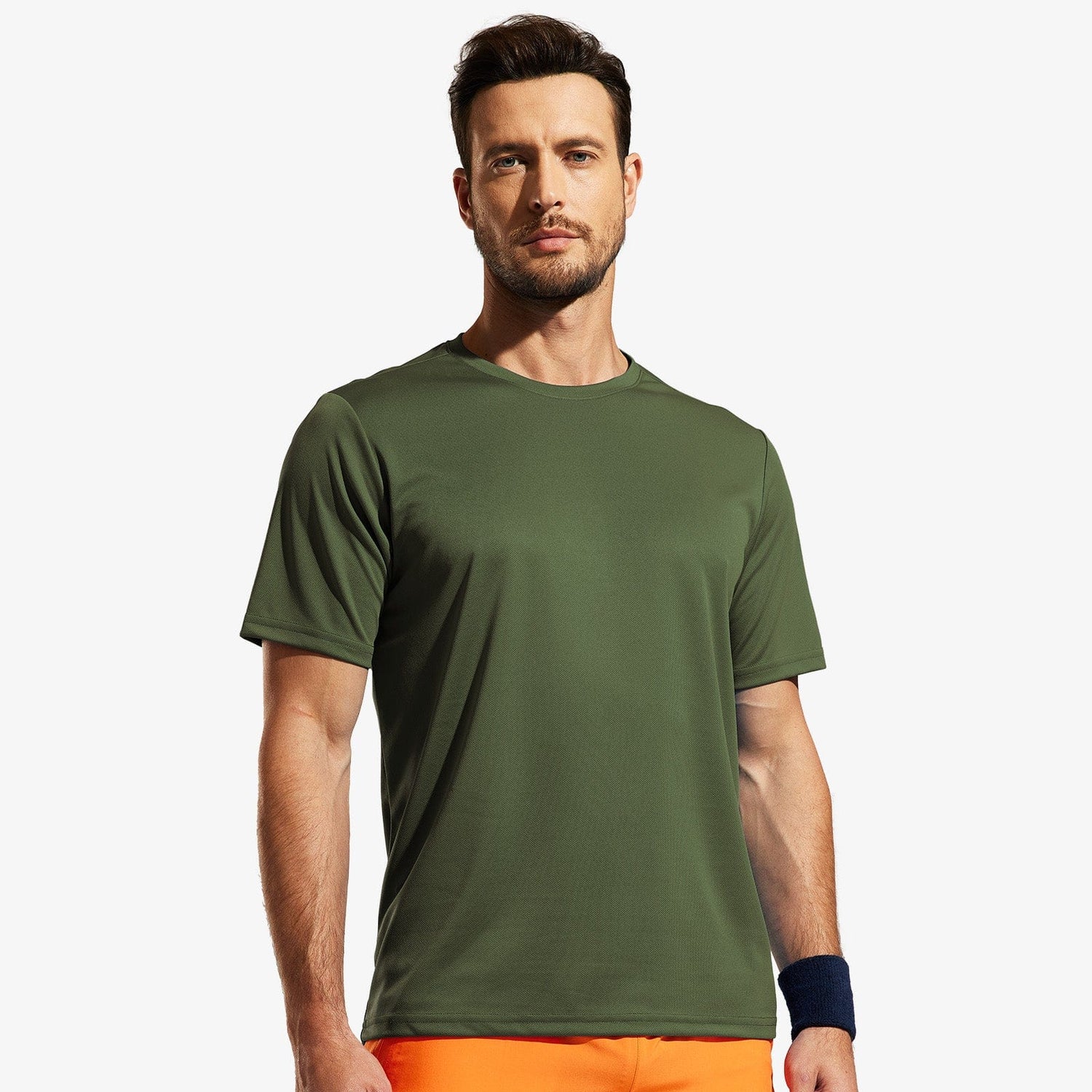 Men Dry Fit Workout T-shirts for Gym Athletic Running Men Shirts Army Green / S MIER