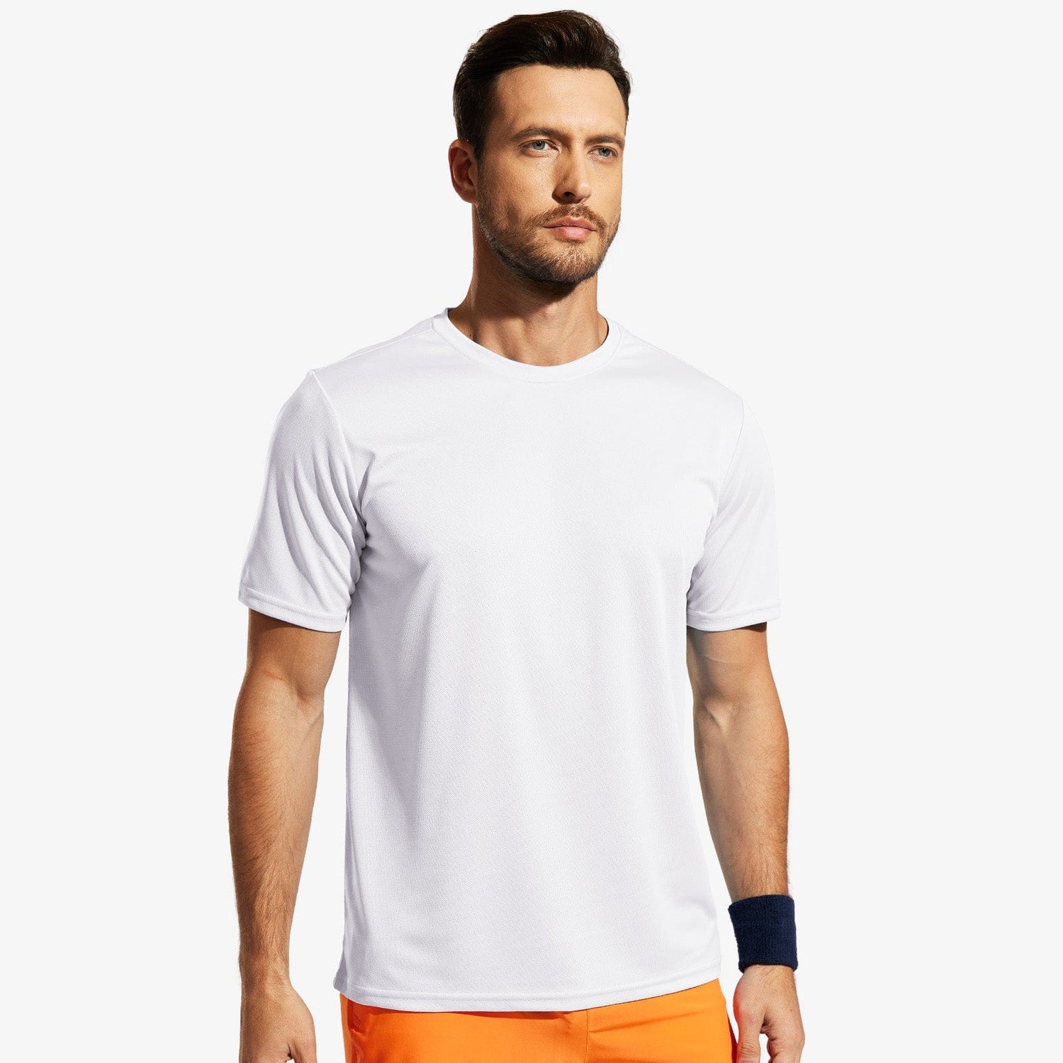 Men Dry Fit Workout T-shirts for Gym Athletic Running Men Shirts White / S MIER