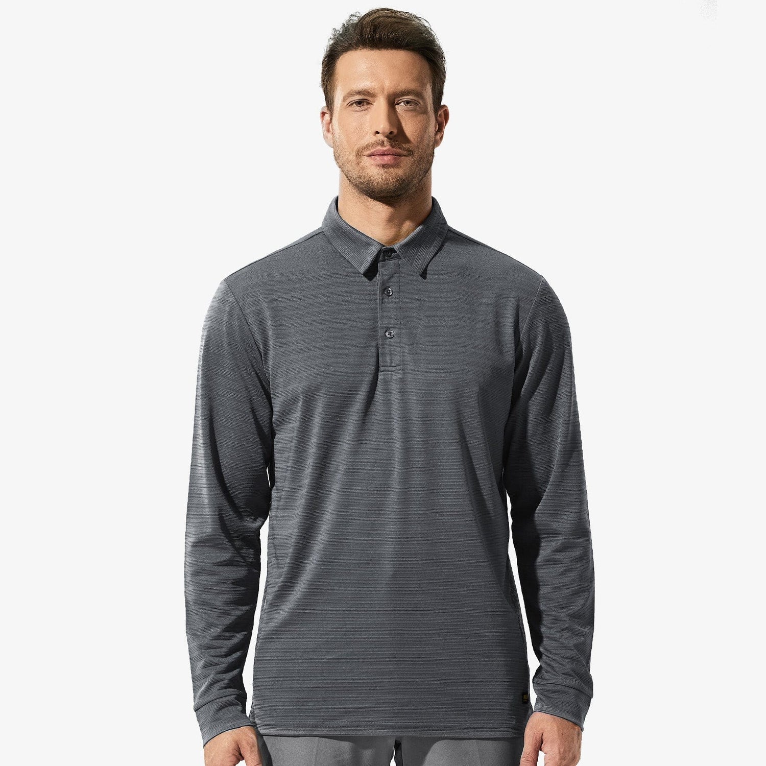 Men Long Sleeve Polo Shirts Striped Quick Dry Golf Shirts Men Polo MIER