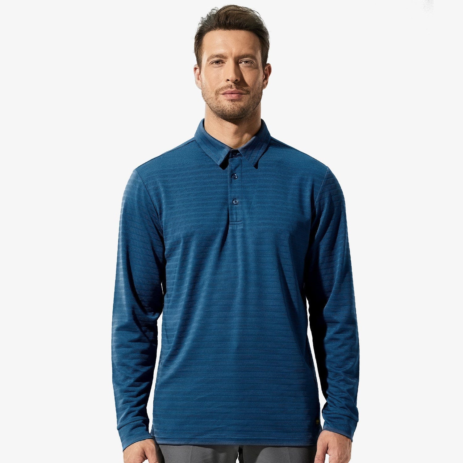 Men Long Sleeve Polo Shirts Striped Quick Dry Golf Shirts Men Polo MIER