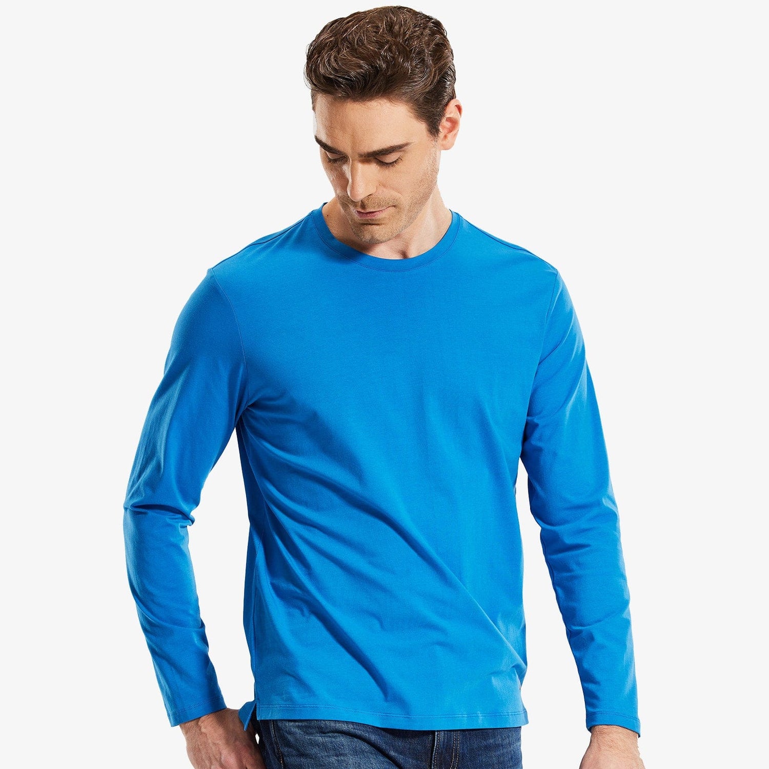 Men Long Sleeve Shirts Cotton Tees Crew Neck Casual T-Shirt Men Shirts MIER