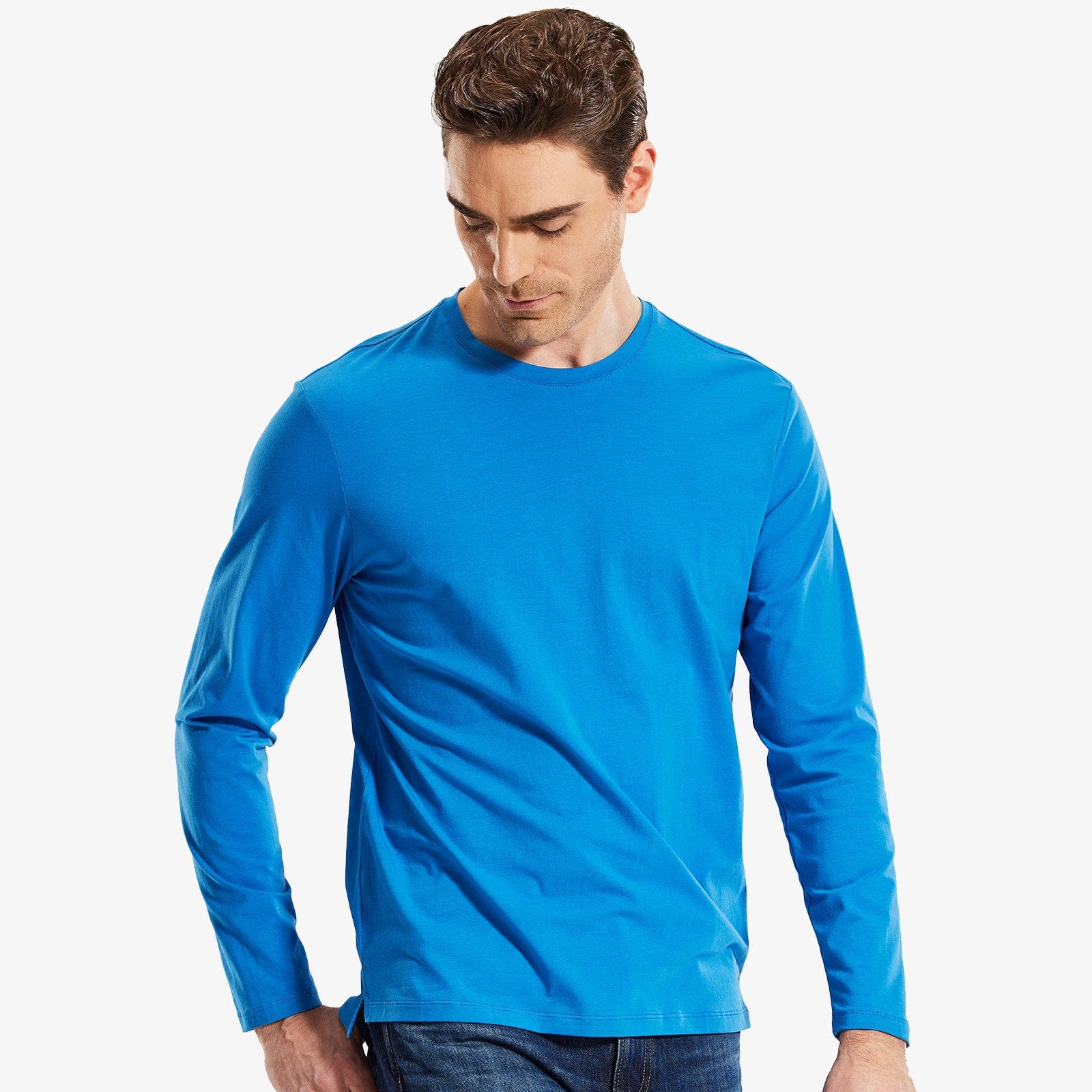 Men Long Sleeve Shirts Cotton Tees Crew Neck Casual T-Shirt Men Shirts MIER